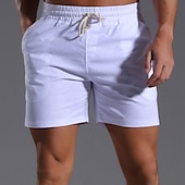economico Classico-Per uomo Shorts Shorts di Lino Pantaloncini Estivi Shorts da Spiaggia Tasca Coulisse Elastico in vita Semplice Comodità Traspirante Corto Vacanza Ferie Spiaggia Hawaiano Boho Nero Bianco