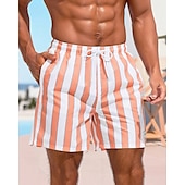 cheap Men&#039;s Swimming Shorts-Men&#039;s Swim Shorts Board Shorts Swim Trunks Stripes Quick dry Breathable Drawstring Elastic Waist With Compression Liner Vacation Beach Hawaiian Casual Pink