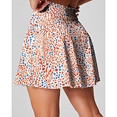preiswerte Damenröcke &amp; Skorts-Damen Blumenmuster Lässiger Rock Tennisröcke mit Shorts Über dem Knöchel Feuchtigkeitsableitend Atmungsaktiv Tennis Golfspiel Pickleball Blau Orange Grün Tennisbekleidung