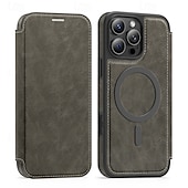 cheap iPhone Cases-Phone Case For Apple AirTag iPhone 16 Pro Max Plus iPhone 15 14 Pro Max Plus iPhone 13 12 Pro Max Magnetic Adsorption Flip Cover Support Wireless Charging Card Slot Shockproof TPU PC PU Leather