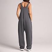 Damskie Normalny Kombinezon Moda miejska Jednokolorowe Bez rękawów Dekolt w kształcie litery U Kieszeń Ulica Codzienny Regularny Czarny Jasnozielony Rumiany róż Lato tanie casualowe kombinezony-Damskie Normalny Kombinezon Moda miejska Jednokolorowe Bez rękawów Dekolt w kształcie litery U Kieszeń Ulica Codzienny Regularny Czarny Jasnozielony Rumiany róż Lato