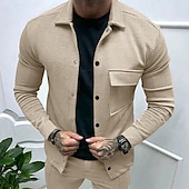 preiswerte Herrenjacken &amp; Herrenmäntel-Herren Hemdjacke übergangsjacke Täglich Leicht Jacquard Sommer Frühling Einfach Klassisch Revers Schwarz Weiß Khaki Hellgrau Dunkelgray Jacken