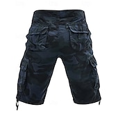baratos Clássico-Homens Bermuda Cargo Shorts camuflados Calção Shorts de verão Bolso multi Bolso com aba Côr Camuflagem Conforto Vestível Comprimento do joelho Ao ar livre Esporte Diário Moda Casual Azul Marinho Cáqui