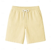 baratos Calções Elite Masculinos-Homens Calção Shorts de praia Com Cordão Cintura elástica com cordão Tecido Respirável Pavio Humido Curto Formal Casamento Ao ar livre Elegante Férias Branco Amarelo Micro-Elástica