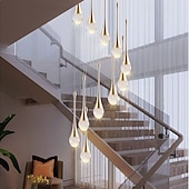 economico Lampadari-Lampada a sospensione a LED dimmerabile con 3/5/6/8/10/12/16/20 luci in cristallo per isola cucina moderna, illuminazione a sospensione regolabile per isola cucina, lampadario a LED nero oro per sala
