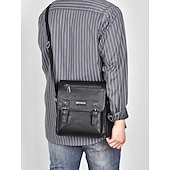 economico Borselli da uomo-Borsa a tracolla da uomo in similpelle – borsa a tracolla vintage con fibbia e tasca con cerniera, elegante e pratica per lavoro, viaggi e uso quotidiano – regalo perfetto per la festa del papà