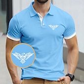 preiswerte Klassisches Poloshirt für Herren-Herren Adler Polo Kurzarm Polo-Shirts Hemden mit Kragen Business-Casual Geschäft Athleisure Alltagskleidung 3D-Druck Sommer Schwarz Gelb Marinenblau