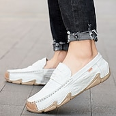 billiga Casual loafers-Vita herrloafers i konstläder med svart krokodilstruktur – eleganta och snygga slip-on-skor för semiformella evenemang, bröllop och avslappnade sammankomster