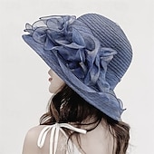 voordelige Feesthoeden-Organza Kentucky fascinatorhoed voor dames - Derby cocktail tea party zonnehoed bruiloft bruidsbloem kerkhoed opvouwbaar