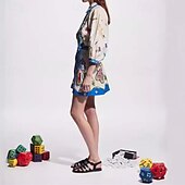 economico disegnare abiti in cotone e lino-Per donna Mini Abito Abiti in cotone e lino Vestito Casual Moda All&#039;aperto Feste Ferie Vestibilità regolare Graffiti Manica 3/4 Colletto a Camicia Blu Estate