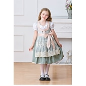 abordables Niños-Oktoberfest Encaje Vestidos Delantal Blusa con falda acampanada Mucama bávaro Alemán Munich prados Chica Carnaval Festival de Cerveza Paño de estilo tradicional