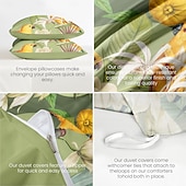 baratos 100% algodão-Cobertor de Edredom de Plantas Tropicais 100% Algodão Conjunto de Cama Tamanho Casal Cobertura de Colchão Macia Confortável e Leve com 2 Fronhas para Todas as Estações