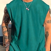 preiswerte Fitness Tank-Tops-Herren Tank Top Weste Unterhemd Ärmelloses Shirt Ärmellos Rundhalsausschnitt Sommer Einfach Mode Designer Basic Klassisch Urlaub Straße Ausgehen Schwarz Weiß Rosa Top T-Shirt für Herren