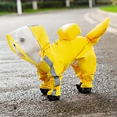 お買い得  レインコート-小型犬用レインコート &amp;レインシューズセット、Dリング付き反射犬用ジャケット、子犬用レインコートとレインブーツセット（小型犬用）