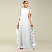 economico Matrimonio Informale / Di Giorno-Abiti A-Line Quinceanera elegante abito formale matrimonio lunghezza al pavimento maniche lunghe scollo alto chiffon con pieghe