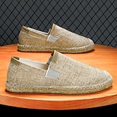 tanie Buty casual slip-on-męskie czarne espadryle wsuwane z podeszwą jutową - casualowe, wygodne obuwie letnie do noszenia na co dzień