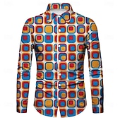 economico Cime-Retrò Vintage Anni '70 Camicia Disco Geometrico Psichedelico Costume Per uomo Halloween Carnevale Festival Musicale Parata dell'Orgoglio Adulti Camicia