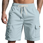 economico Pantaloncini casual-Per uomo Pantaloncini cargo Shorts Pantaloncini Estivi Coulisse Elastico in vita Multi-tasche Semplice Comodità Indossabile Lunghezza al ginocchio All&#039;aperto Sport Quotidiano Moda Casual Nero Bianco