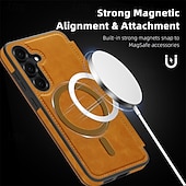 رخيصةأون جراب سامسونج-هاتف غطاء من أجل سامسونج جالاكسي S24 Ultra Plus س24 FE S23 Ultra S23 Plus ق 25 اس 25 بلس اس 25 الترا حالة الامتزاز المغناطيسي غطاء الوجه دعم الشحن اللاسلكي فتحة لبطاقة ضد الصدمات TPU