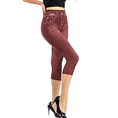 cheap Blue 3D Print-Women&#039;s Leggings Capri Pants 3D Print Chinos Vintage Streetwear Casual Calf-Length High Waist Plain Printing Comfy Soft Comfortable Stretchy Outdoor Street Black Red Blue Gray Summer Slim Fit
