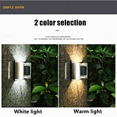 baratos Candeeiros Luzes de Exterior-Luminária de parede solar externa de aço inoxidável 6led, à prova d&#039;água, para varanda, pátio, pátio, cerca, decoração noturna, fácil instalação, decoração de jardim, luminária de parede solar externa