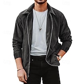 economico Giubbotti e cappotti da uomo-Per uomo Giacca Camicia Giacca di transizione Quotidiano Leggero Tasca Primavera Autunno Semplice Classico Bavero Nero Marrone Verde Beige Grigio Giacca