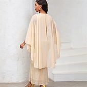 preiswerte Bodenlänge-Kleid Mutter der Braut Kleid Elegantes Rundhals Bodenlänglich Chiffon 3/4 Ärmels mit Pailletten