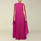 economico Matrimonio Informale / Di Giorno-Abiti A-Line Quinceanera elegante abito formale matrimonio lunghezza al pavimento maniche lunghe scollo alto chiffon con pieghe