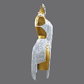 preiswerte Turnierkleid-Lateinischer Salsa-Tanz Kleid Kristall / Strass Quaste Pailletten Damen Leistung Party Ärmellos Chinlon Spandex