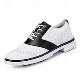 cheap Men&#039;s Golf Shoes-Men&#039;s Classic Black and White Golf Shoes with Faux Leather Upper - Versatile Design for Golf and Casual Wear