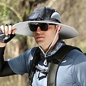 tanie Wentylatory-czapka z wentylatorem solarnym unisex kapelusz przeciwsłoneczny na zewnątrz z wbudowanym wentylatorem solarnym, szerokim rondem, ochrona UPF kapelusz typu bucket na wędrówki wędkarskie plażę