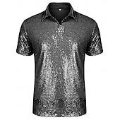 preiswerte Oberteile-Retro Vintage 1970er Rave T-Shirt Polo Kurze Ärmel Disco Pailletten Herren Halloween Karneval Musikfestival Pride Parade Pride-Monat Erwachsene T-shirt Frühling &amp; Sommer