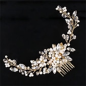 preiswerte Haarstyling-Zubehör-Haarschmuck für die Hochzeit, glitzernder Kristall-Haarkamm, goldfarbene Perlen-Kopfbedeckung für Brautjungfern, Blumen-Kopfschmuck für Frauen und Mädchen