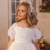 baratos tutus infantil-Vestido de Menina das Flores para Quinceanera Comprido de Tulle com Estilo Real e Corte Príncipe para Meninas de 3 a 16 Anos