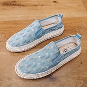preiswerte Herrenpantoletten &amp; -slipper-Hellblaue Herren-Slipper aus Canvas mit geflochtener Sohle – lässiges und bequemes Schuhwerk für Sommer, Strand und Urlaub