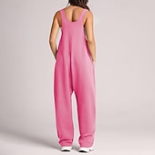 Damskie Normalny Kombinezon Moda miejska Jednokolorowe Bez rękawów Dekolt w kształcie litery U Kieszeń Ulica Codzienny Regularny Czarny Jasnozielony Rumiany róż Lato tanie casualowe kombinezony-Damskie Normalny Kombinezon Moda miejska Jednokolorowe Bez rękawów Dekolt w kształcie litery U Kieszeń Ulica Codzienny Regularny Czarny Jasnozielony Rumiany róż Lato