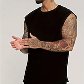 preiswerte Fitness Tank-Tops-Herren Tank Top Weste Unterhemd Ärmelloses Shirt Ärmellos Rundhalsausschnitt Sommer Einfach Mode Designer Basic Klassisch Urlaub Straße Ausgehen Schwarz Weiß Rosa Top T-Shirt für Herren