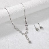billiga Smyckeset-brudsmyckeset 1 set strass örhängen i legering halsband damer eleganta snygga smyckeset för bröllop jul förlovning