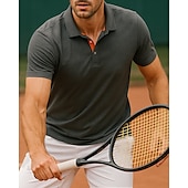 olcso Férfi ing-US Open Férfi Sportpóló POLO trikó Teniszing Tenisz póló Rövid ujjú Cipzár Nedvességelvezető Upijanje znoja Légáteresztő Tenisz Golf Pickleball Polo gallér Egyszínű Stétszürke Fekete Kék Tenisz