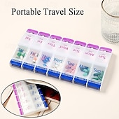cheap Luggage &amp; Travel Storage-Daily Pill Case Organizer, 7-Day Weekly Medicine Planner Organizer, AM PM, Large Tray 14-Compartment Meds Box Container Holder for Medication, Vitamin, Supplement, Fish Oil