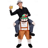 abordables Costume Amusant-Ride-On Oktoberfest Costume Funny German Beer Man Piggyback Outfit for Adult Halloween Party Bavarian Festival Fancy Dress