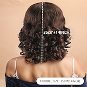abordables Perruques Synthétiques Sans Bonnet-Perruque Synthétique Bouclé Ondulé Coupe dégradée Avec frange Fabriqué à la Machine Perruque 14 pouces A1 Cheveux synthétiques Femmes Élastique Classique Confortable Marron