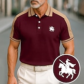 preiswerte Klassisches Poloshirt für Herren-Herren Baumwoll-Poloshirt Golfshirt Geschäft Revers Kurzarm Mode Basic Farbblock Patchwork Bestickt Sommer Weinrot Schwarz Grün aschgrau Dunkel Blau Hellblau Baumwoll-Poloshirt