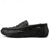 billiga Casual loafers-Vita herrloafers i konstläder med svart krokodilstruktur – eleganta och snygga slip-on-skor för semiformella evenemang, bröllop och avslappnade sammankomster