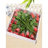 preiswerte Künstliche Pflanzen &amp; Blumen-einzelne künstliche Seifenblume in einem kreativen transparenten Geschenkbeutel, ideal als Geschenk zu Weihnachten, zum Muttertag, zum Geburtstag, zur Hochzeit, zum Valentinstag, zum Jahrestag, zum