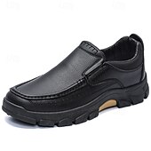 economico Slip-ons e mocassini da uomo-scarpe slip-on da uomo in pelle marrone scuro con suola robusta - calzature resistenti e alla moda per uso esterno