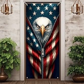 preiswerte Garage- und Türbanner-Unabhängigkeitstag Türdekorationen Türabdeckungen Amerikanische patriotische Adler Türwandteppich Türvorhang Dekoration Fotohintergrund Innen/Außen Türbanner für Haustür Bauernhaus