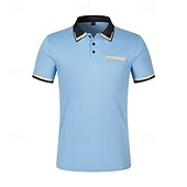 olcso Férfi klasszikus póló-Férfi Golfing Golf pólóingek Munka Hétköznapi Hajtóka Rövid ujjú Alap Modern Színes Kollázs Gombok Nyár Normál Fekete Rózsaszín Égszínkék Golfing