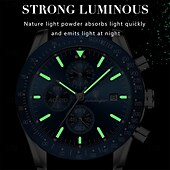 abordables Relojes de Cuarzo-Reloj de negocios de lujo para hombre: cronógrafo de pulsera de cuarzo resistente al agua con correa de acero inoxidable para uso formal e informal con visualización de fecha.