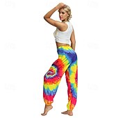 cheap Bottoms-Retro Vintage Boho 1970s Harem pants Yoga Pants Hippie Tie Dye Smocked Waist Rainbow Fancy Dress Women's Halloween Carnival Pride Parade Pride Month Festival Adults' Pants